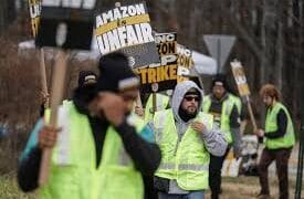 Amazon workers on strike during holiday rush in US 