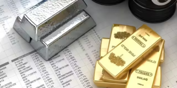 Gold, silver gain on easing tensions; crude oil plunges nearly 17%