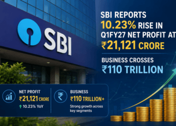 SBI reports 10.23% rise in Q1FY27 net profit at ₹21,121 crore, business crosses ₹110 trillion