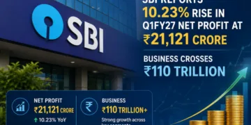 SBI reports 10.23% rise in Q1FY27 net profit at ₹21,121 crore, business crosses ₹110 trillion