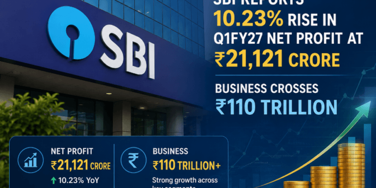 SBI reports 10.23% rise in Q1FY27 net profit at ₹21,121 crore, business crosses ₹110 trillion